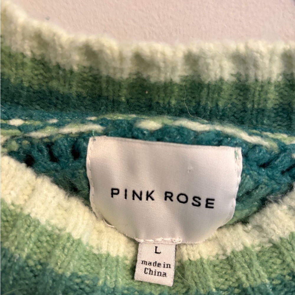 Pink Rose Teal and Cream Chevron Sweater - Picture 2 of 3